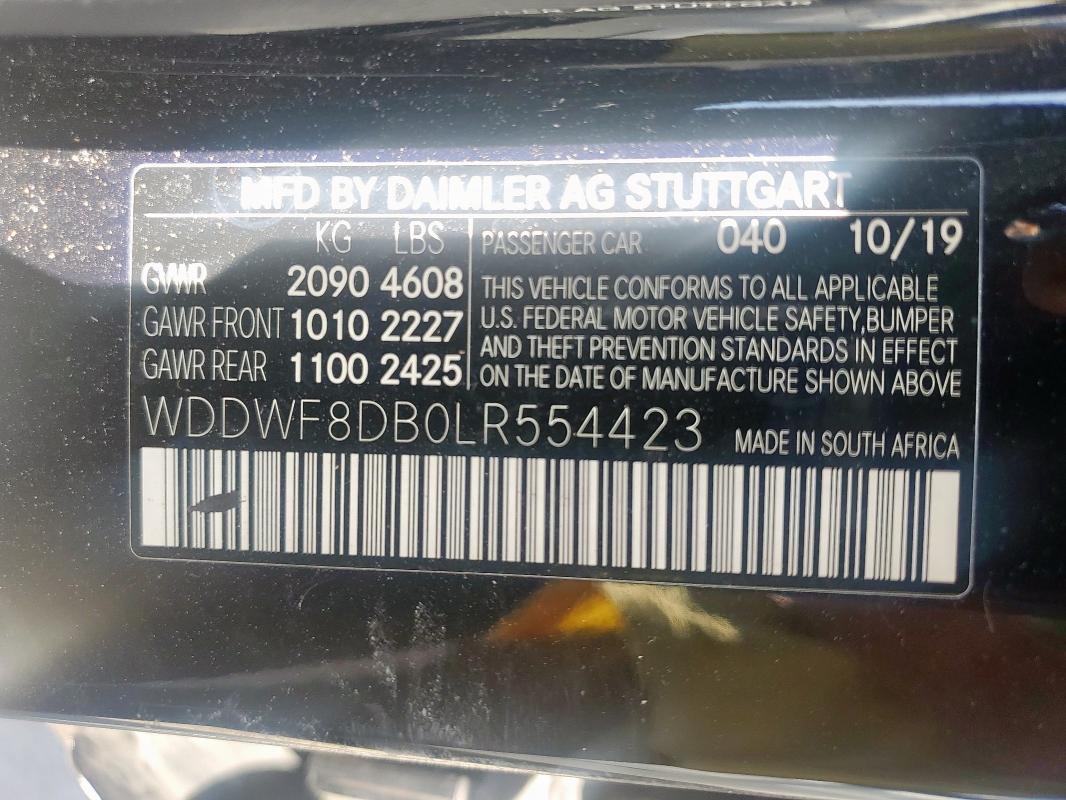 2020 MERCEDES-BENZ C 300 WDDWF8DB0LR554423