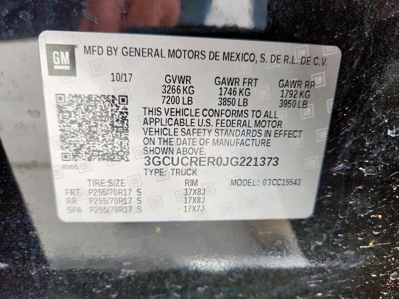 2018 CHEVROLET SILVERADO C1500 LT 3GCUCRER0JG221373