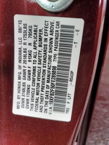 2015 HONDA CIVIC LX 19XFB2F50FE289898