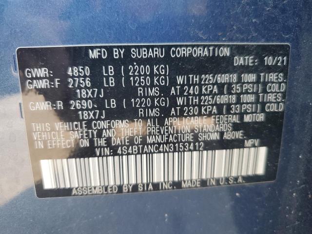 2022 SUBARU OUTBACK LIMITED 4S4BTANC4N3153412