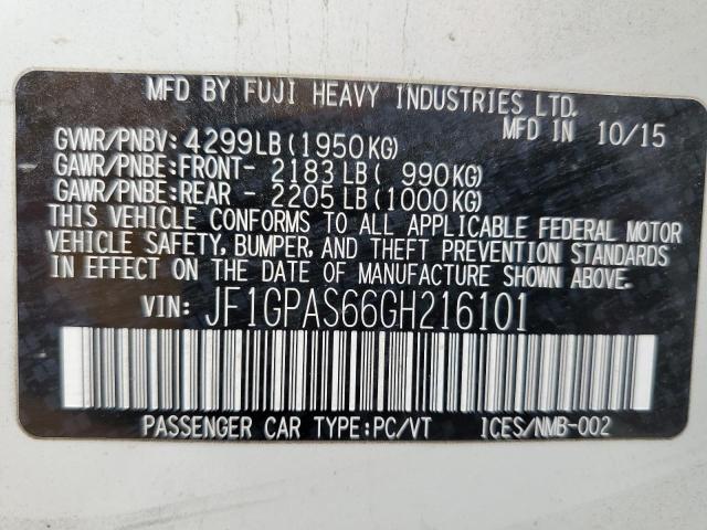 2016 SUBARU IMPREZA SP JF1GPAS66GH216101