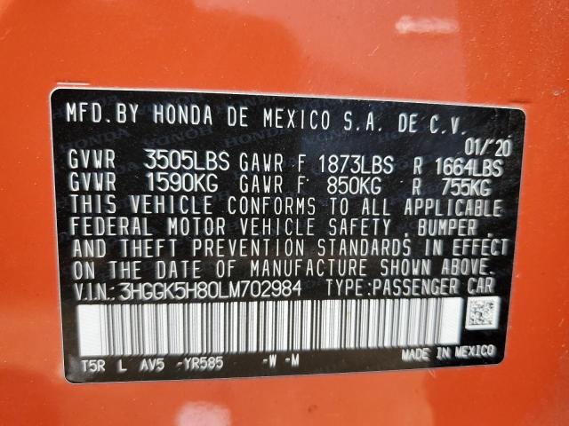 2020 HONDA FIT EX 3HGGK5H80LM702984