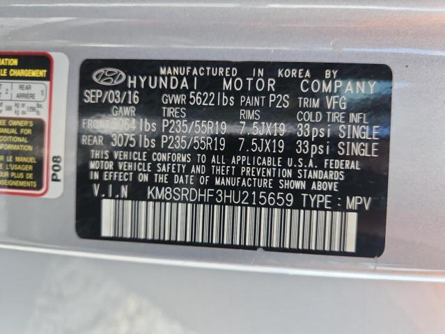 2017 HYUNDAI SANTA FE S - KM8SRDHF3HU215659