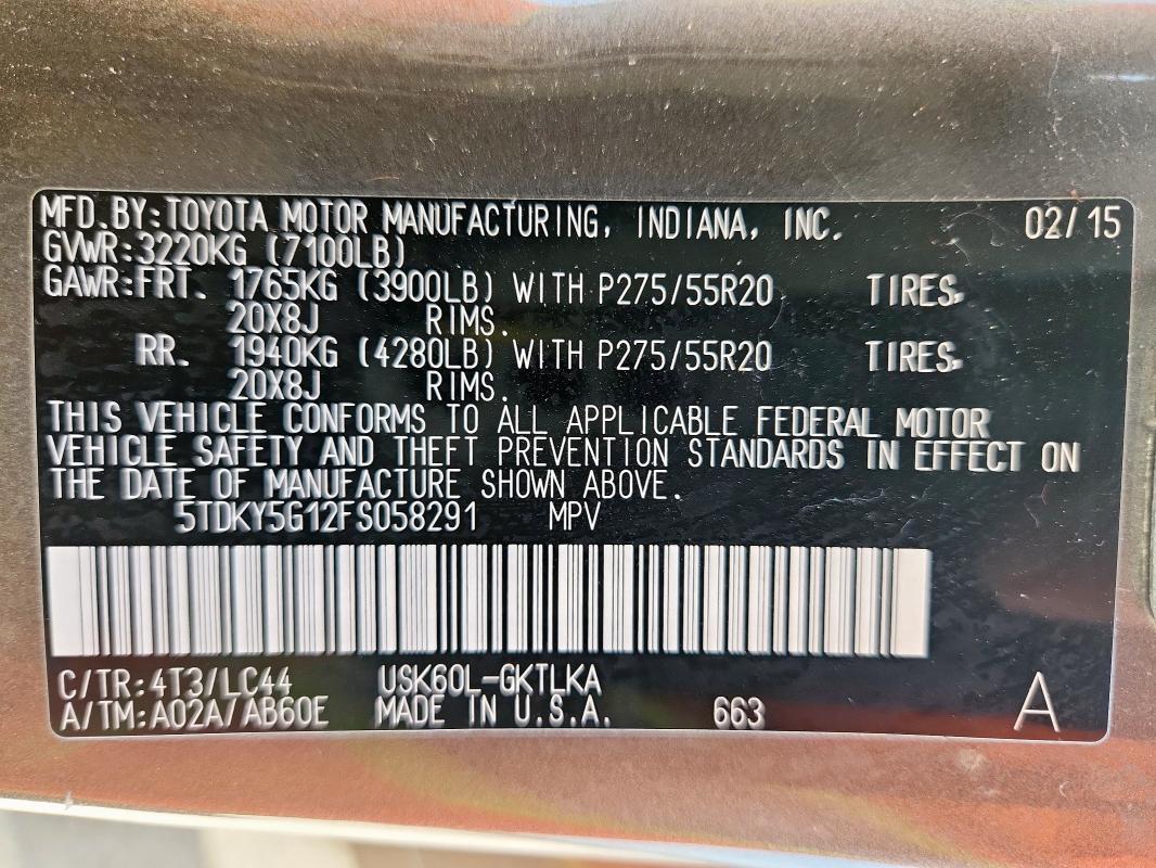 2015 TOYOTA SEQUOIA LI 5TDKY5G12FS058291