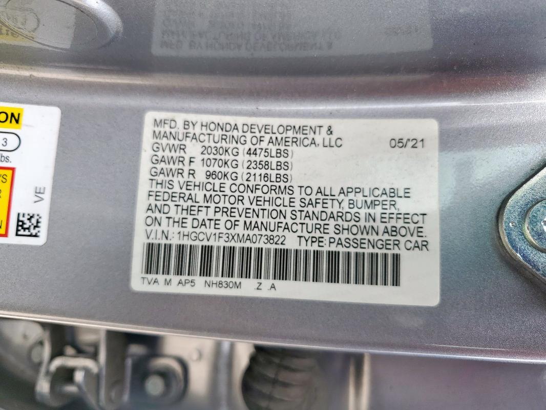 2021 HONDA ACCORD SPO 1HGCV1F3XMA073822