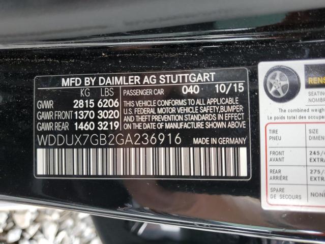 2016 MERCEDES-BENZ S MERCEDES WDDUX7GB2GA236916