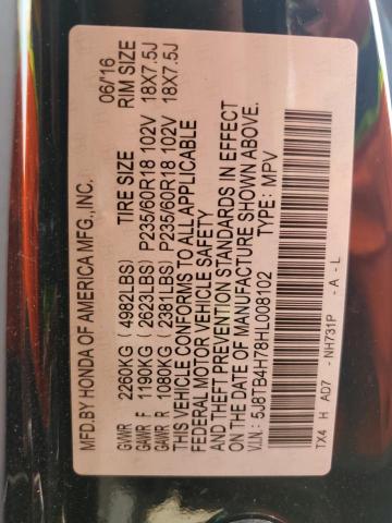 2017 ACURA RDX ADVANC - 5J8TB4H78HL008102
