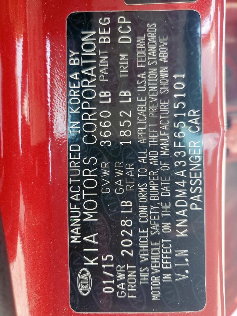 2015 KIA RIO LX KNADM4A33F6515101