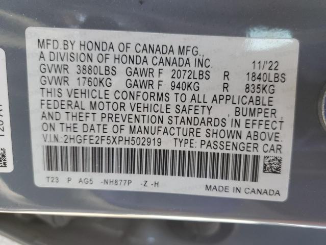 2023 HONDA CIVIC SPOR 2HGFE2F5XPH502919