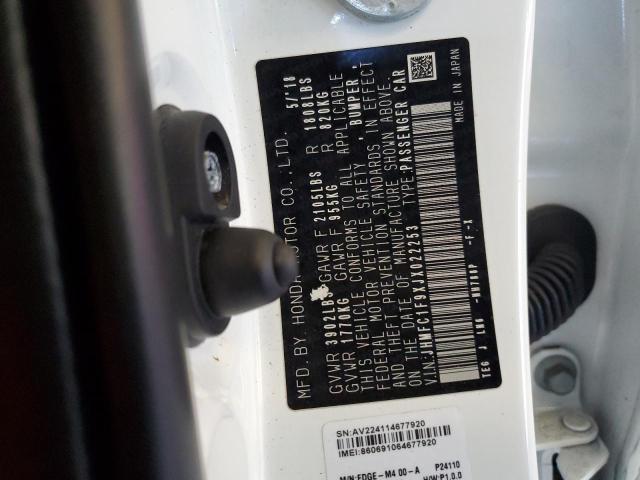 2018 HONDA CIVIC TOURING JHMFC1F9XJX022253