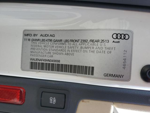 2017 AUDI A4 PREMIUM WAUENAF49HN049698