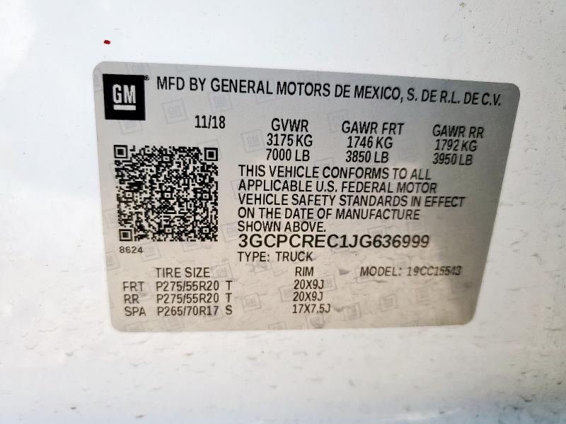 2018 CHEVROLET SILVERADO 3GCPCREC1JG636999
