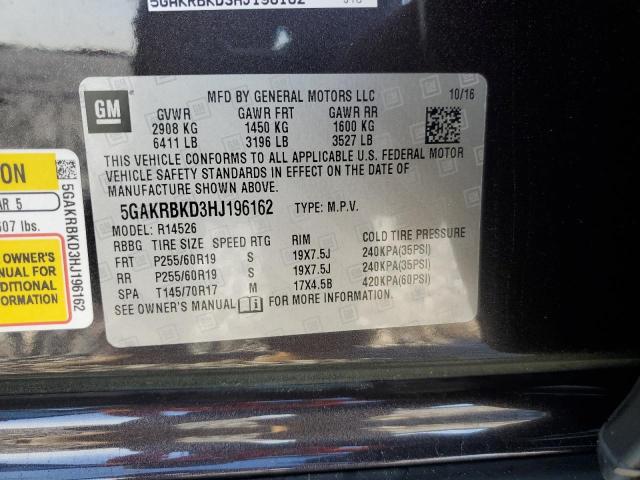 2017 BUICK ENCLAVE 5GAKRBKD3HJ196162