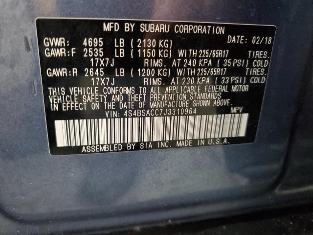 2018 SUBARU OUTBACK 2. - 4S4BSACC7J3310964