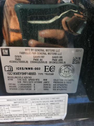 2017 CHEVROLET SILVERADO K2500 HEAVY DUTY LTZ 1GC1KWEY0HF148903