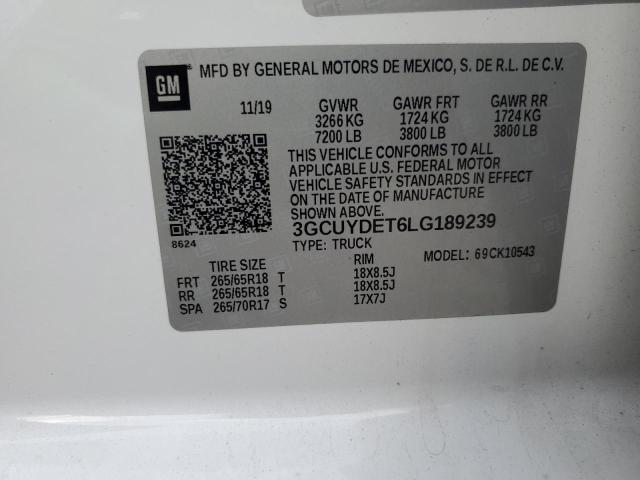2020 CHEVROLET SILVERADO - 3GCUYDET6LG189239