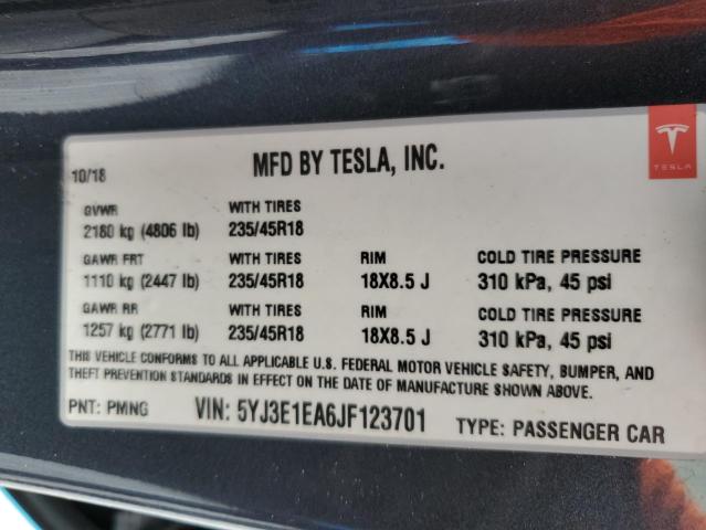2018 TESLA MODEL 3 5YJ3E1EA6JF123701