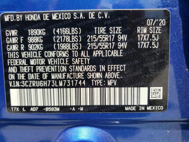 2020 HONDA HR-V EXL 3CZRU6H73LM731744