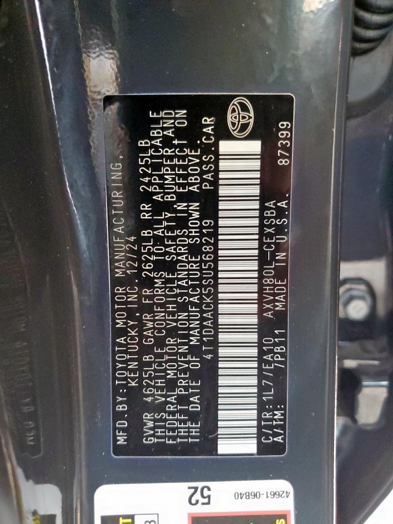 2025 TOYOTA CAMRY XSE 4T1DAACK5SU568219