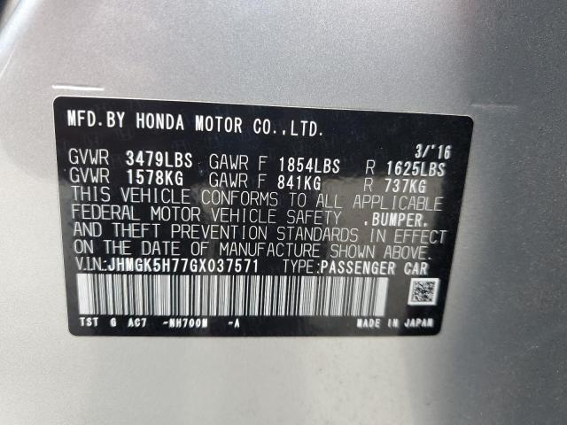 2016 HONDA FIT EX JHMGK5H77GX037571