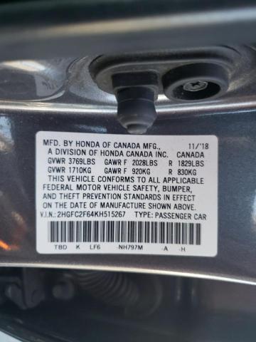 2019 HONDA CIVIC LX 2HGFC2F64KH515267