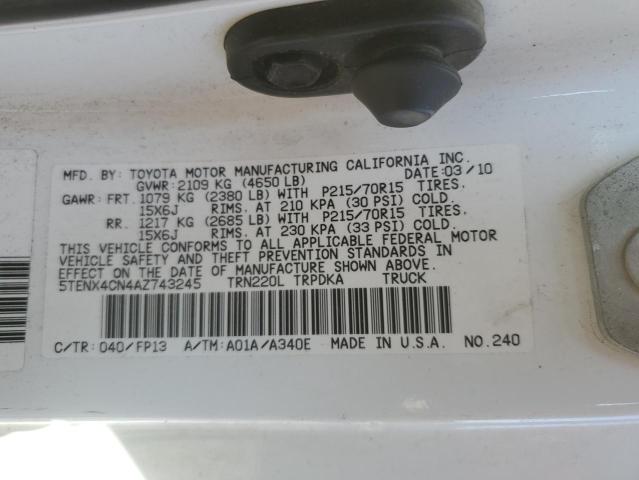 2010 TOYOTA TACOMA - 5TENX4CN4AZ743245