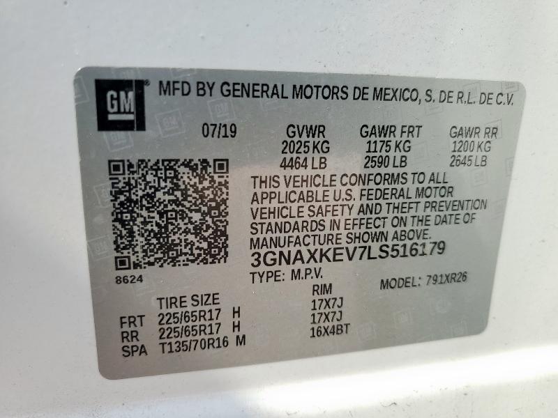 2020 CHEVROLET EQUINOX LT 3GNAXKEV7LS516179