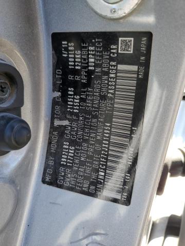 2018 HONDA CIVIC EXL JHMFC1F72JX014954
