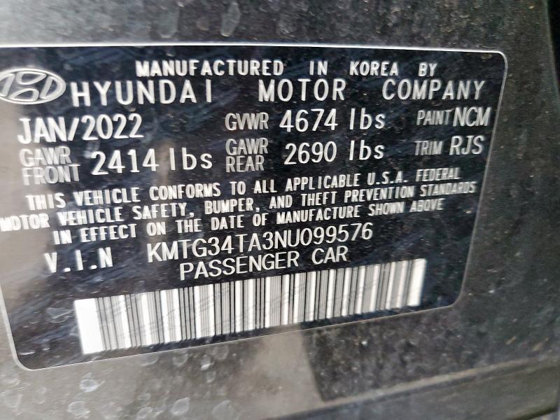 2022 GENESIS G70 BASE KMTG34TA3NU099576