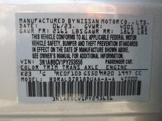 2023 NISSAN SENTRA SV 3N1AB8CV1PY293656