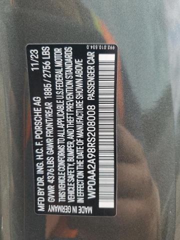 2024 PORSCHE 911 CARRERA WP0AA2A98RS208008