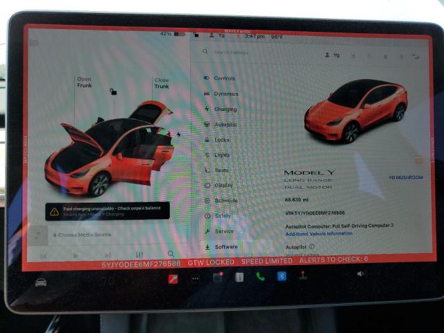 2021 TESLA MODEL Y 5YJYGDEE6MF276586