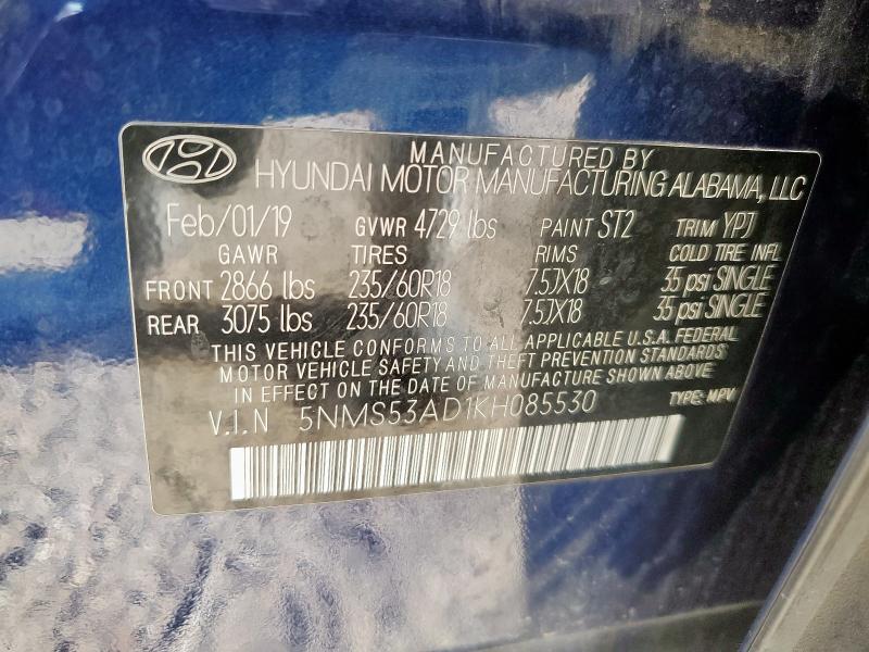 2019 HYUNDAI SANTA FE L - 5NMS53AD1KH085530