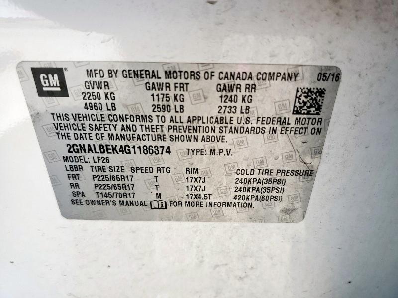 2016 CHEVROLET EQUINOX LS 2GNALBEK4G1186374