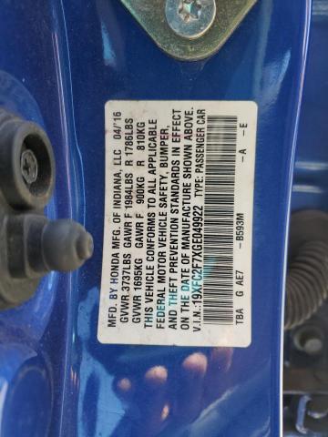 2016 HONDA CIVIC EX 19XFC2F7XGE049922