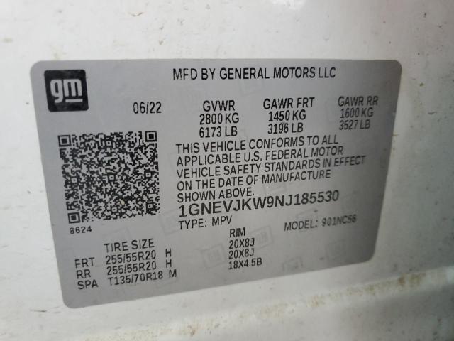 2022 CHEVROLET TRAVERSE RS 1GNEVJKW9NJ185530