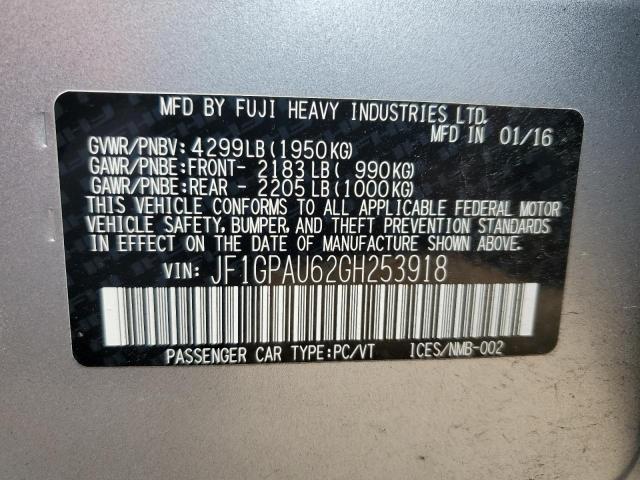 2016 SUBARU IMPREZA SPORT LIMITED JF1GPAU62GH253918