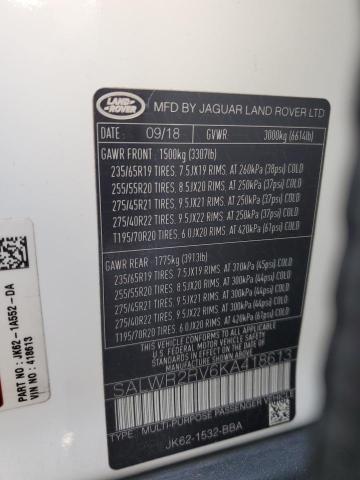 2019 LAND ROVER RANGE ROVE SALWR2RV6KA418613