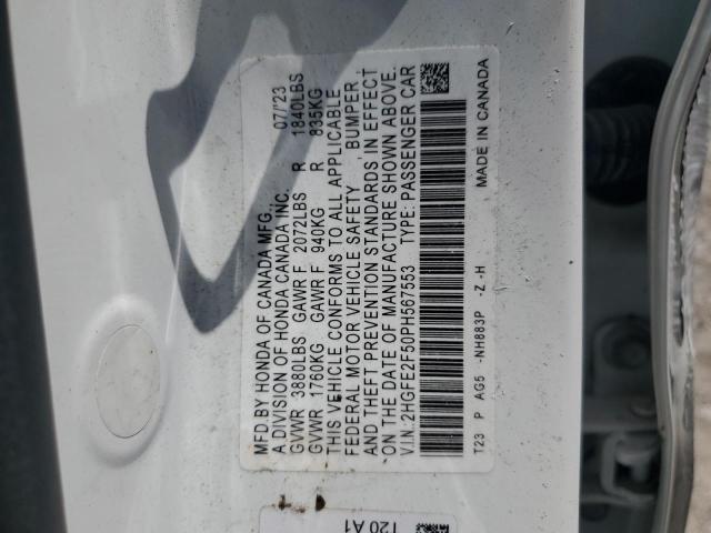 2023 HONDA CIVIC SPORT 2HGFE2F50PH567553