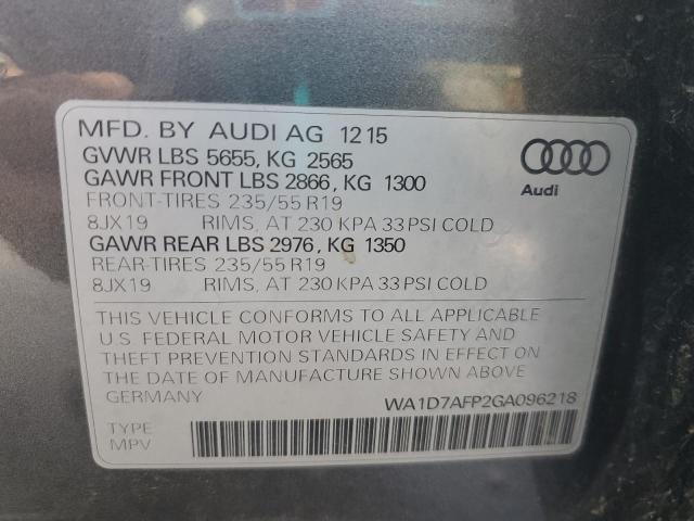 2016 AUDI Q5 PREMIUM WA1D7AFP2GA096218