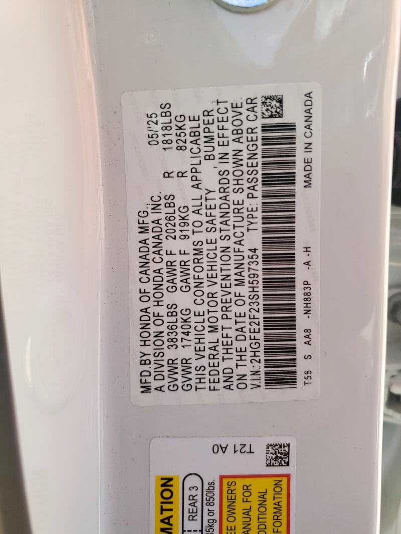 2025 HONDA CIVIC LX #3308582532