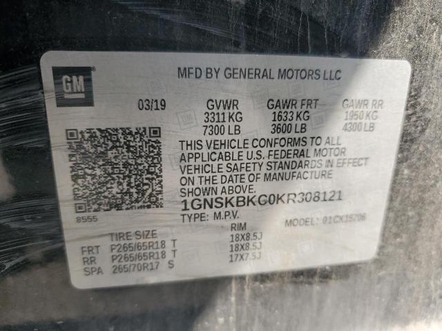 2019 CHEVROLET TAHOE K150 1GNSKBKC0KR308121