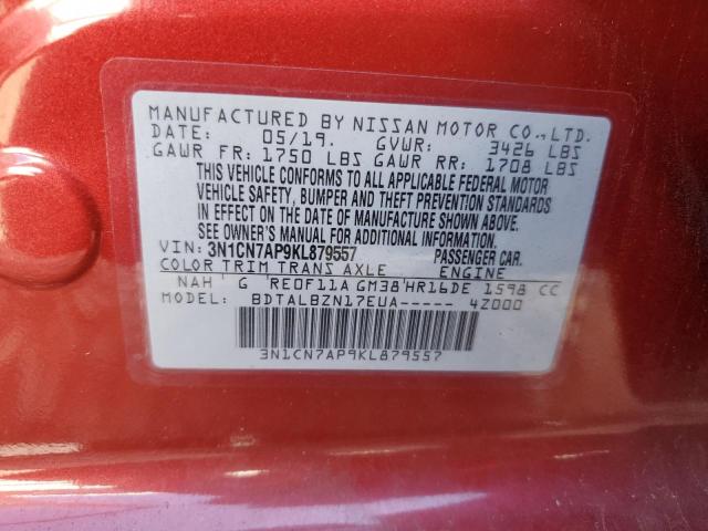 2019 NISSAN VERSA S 3N1CN7AP9KL879557