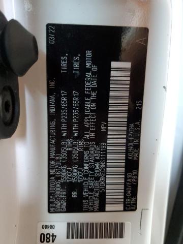 2022 TOYOTA SIENNA LE 5TDKRKEC8NS111199