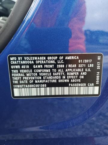 2017 VOLKSWAGEN PASSAT SE 1VWGT7A33HC051393