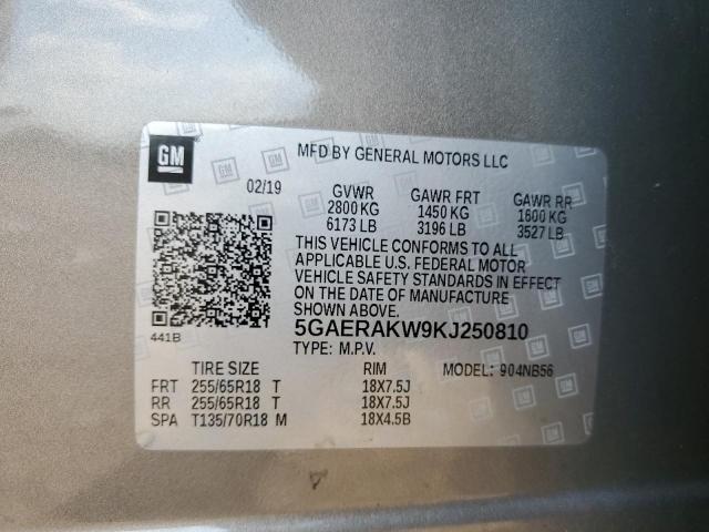 2019 BUICK ENCLAVE 5GAERAKW9KJ250810