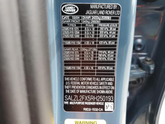 2024 LAND ROVER RANGE ROVE SALZL2FX5RH250193