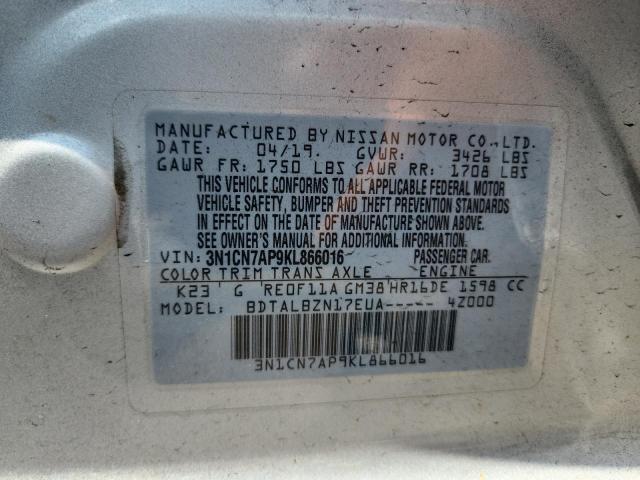 2019 NISSAN VERSA S 3N1CN7AP9KL866016