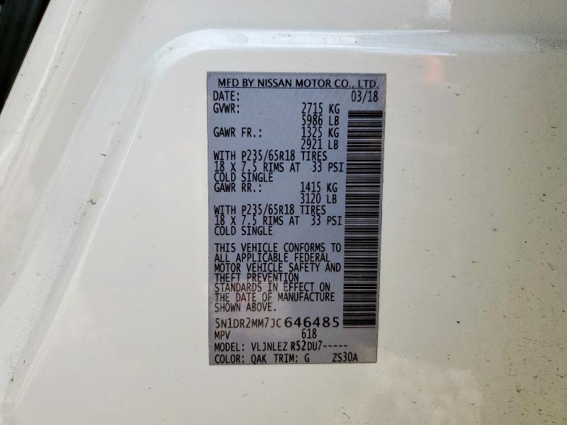 2018 NISSAN PATHFINDER - 5N1DR2MM7JC646485