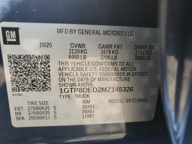 2021 GMC SIERRA C1500 SLT 1GTP8DED2MZ145326